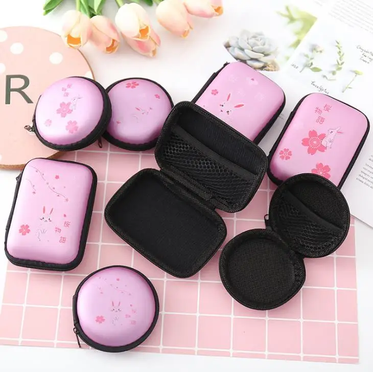 1 Pcs Cute Portable Mini Cherry Blossoms Sakura Rabbit Women Girls Coin Bags Headphone Case Zipper Card Holders Pouch Gifts |