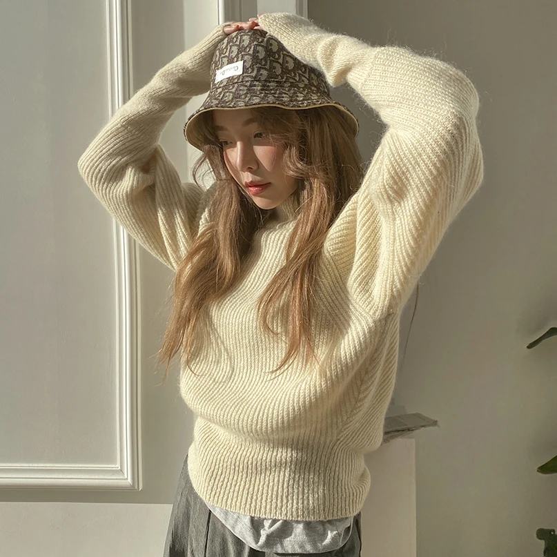 Новая зимняя водолазка в южнокорейском стиле с коротким рукавом-пузырьком