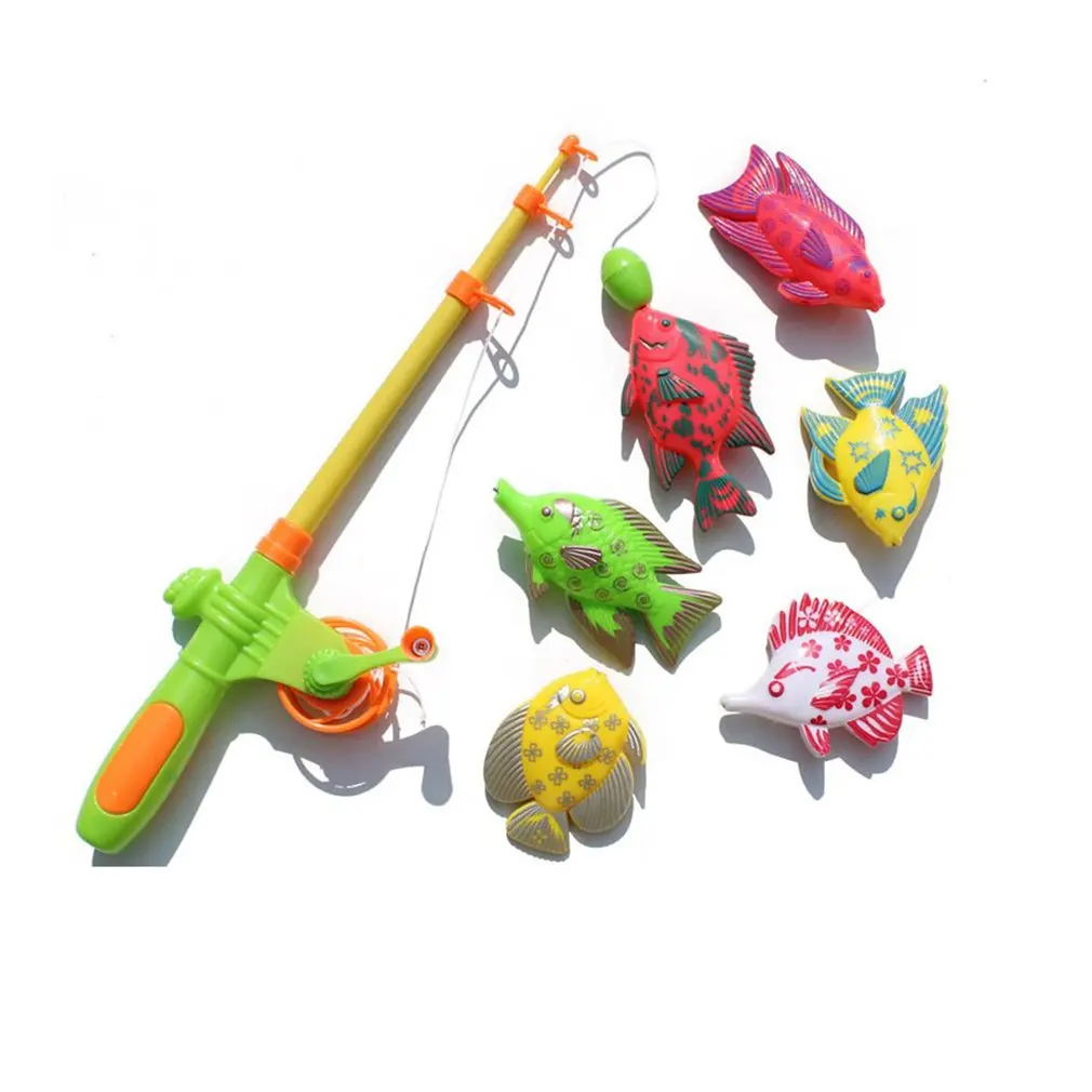 

Creative 7 Pieces Magnetic Fishing Toy Set Fishing Learning Education Play Set 1 pole 6 Magnetic Fish For Little Boys & Girls