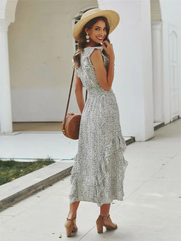 Женское длинное платье миди с цветочным принтом в стиле бохо сарафан разрезом