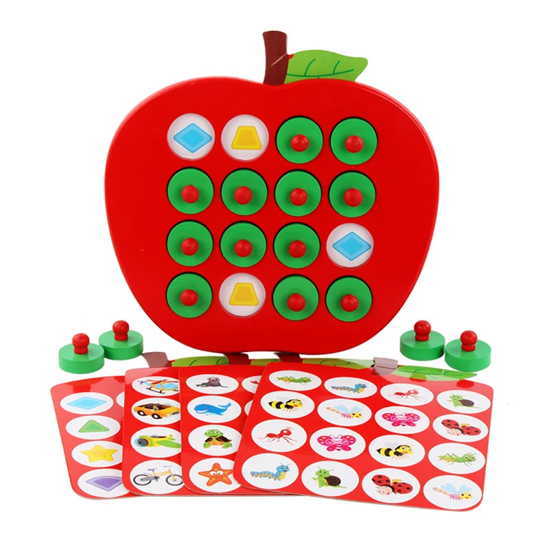 Новые детские деревянные игры в шахматы с изображением яблока Детские Ранние
