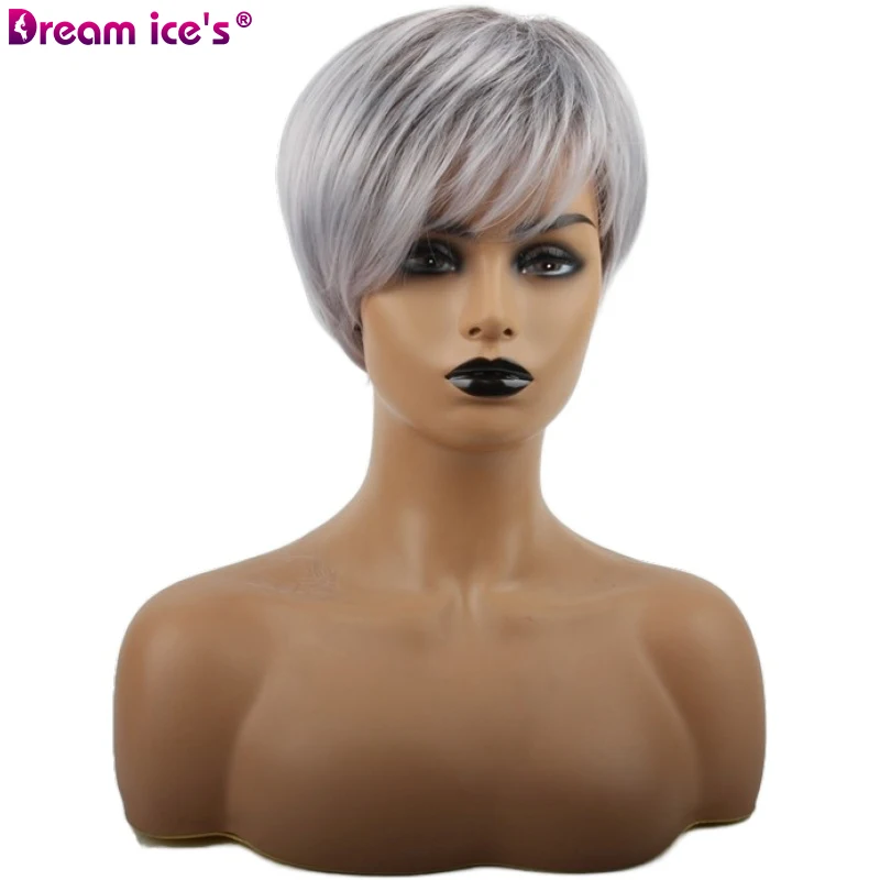 

Парик для косплея для чернокожих женщин Dream.Ice's, синтетические волосы с челкой, черный светильник лый, светлый, белый цвет, высокотемпературн...