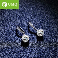 umq 925 silver excellent cut total 2 ct d color pass diamond test moissanite drop earrings women wedding dangle earrings