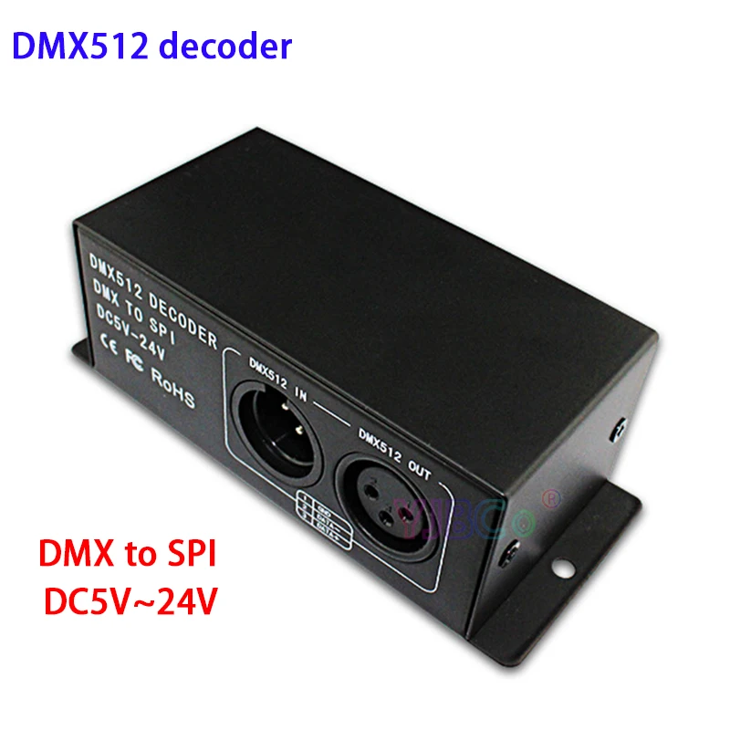 DC 5V ~ 24V Полный Цвет DMX 512 декодер Светодиодная лента диммер к SPI светодиодный