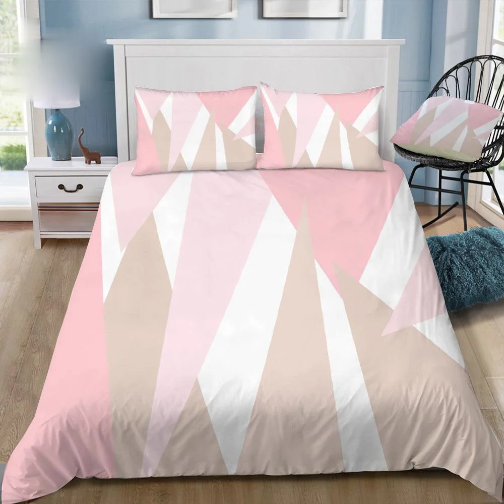 

New Blush 3D Printed Bedding Set Pink Duvet Cover Set Simple Bed Linens Queen King Twin Size