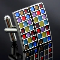 colorful mosaic shape fshion 1 pair high quality luxury cufflinks for mens knot design shirt wedding party jewelry gift