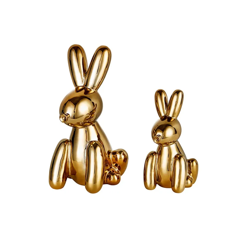 

Modern Light Luxury Cute Art Cincinnati Rabbit Electroplating Gold Ceramic Home Living Room Wine Cabinet Desktop Decor M2257