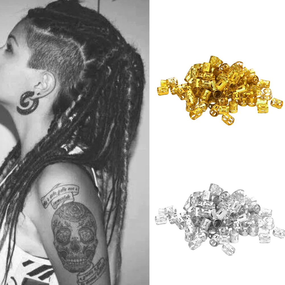 100 шт Золотое металлическое кольцо дреды бусины для косичек волосы дредов