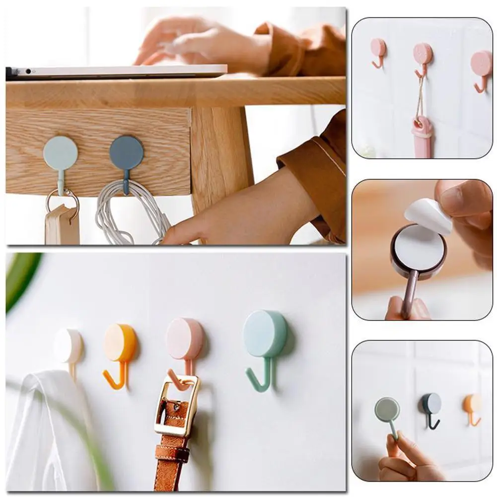 

10Pcs Cute Creative Sticker Hook Free Punch Wall Sticker Hook Placement Seamless Classification Key Key Decoration Holder H P5O5