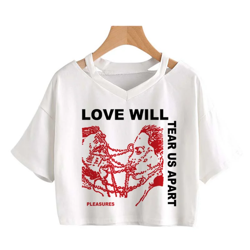 Женская футболка в стиле панк/готика укороченный топ хип хоп с принтом Love Will Tear Us