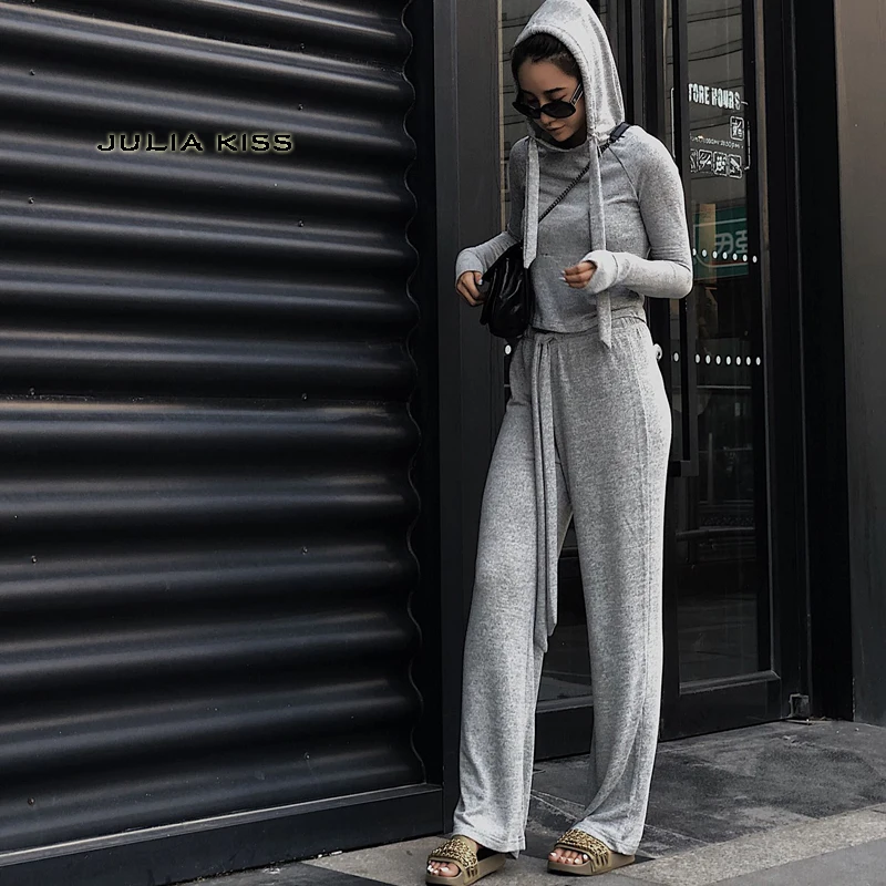 Женский Повседневный Спортивный костюм с капюшоном и завязками на талии |