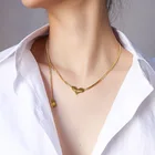 Женское Ожерелье в форме сердца YCHM, ожерелье из нержавеющей стали с кисточками, 3 мм, Кубана, цепочка-чокер, ожерелья, позолоченные ювелирные изделия, аксессуары