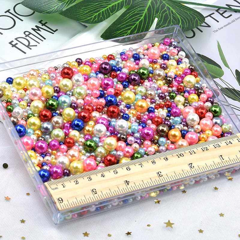 Бусины из абс пластика с имитацией под жемчуг круглые украшения без отверстий