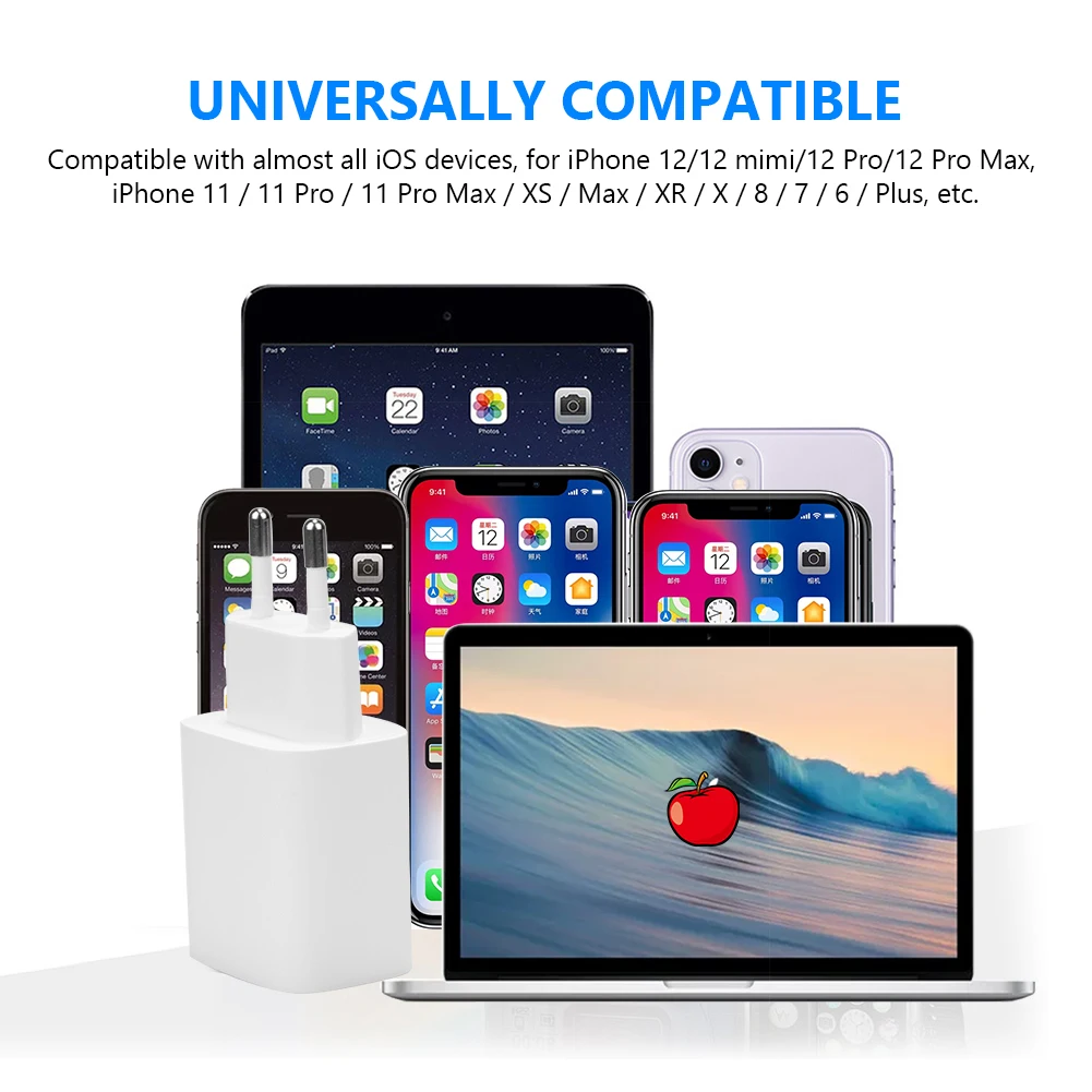 

2 Port USB Fast Charger 20W PD Type-C Quick Wall Charger Adapter USB-C to iOS Cable For iPhone 12 X XR XS Pro Max Fast Charging