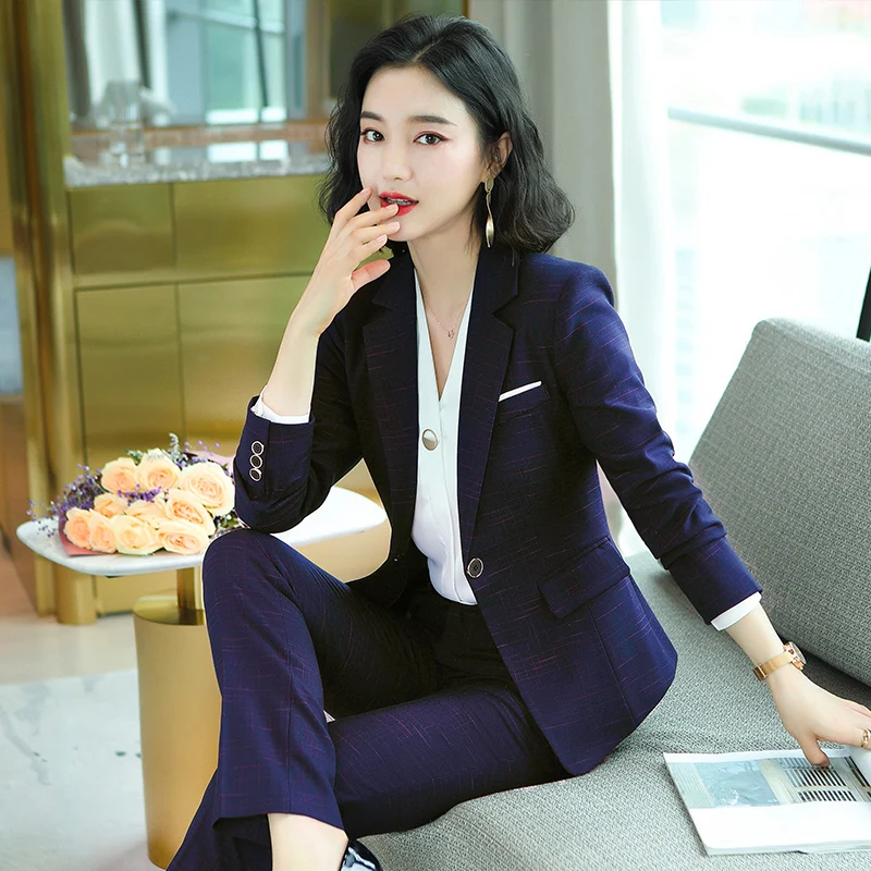 2022 New Autumn and Winter Women's Professional Wear Casual Office Sets Double Breasted Ladies Jacket Two-piece Fashion Trousers