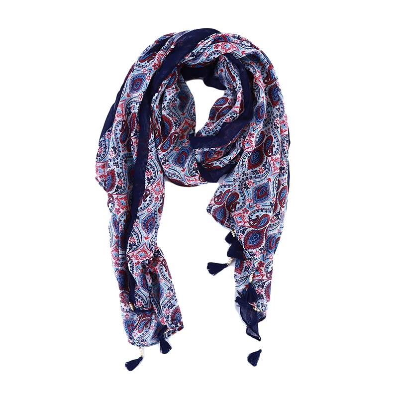 

Multifunction Cotton Scarf Women Fashion Printed Scarves Hair Tie Flower folk-custom Tassel Headwear Retro Neckerchief