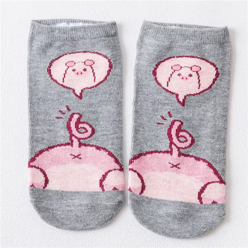 Gray Pig Милые девушки забавные мультипликационные животные хвост Медвежонок собака, кошка, кролик Носки щенок котенок кошка кролик Копилка ботильоны Носки новинка подарок - Цвет: Gray Pig