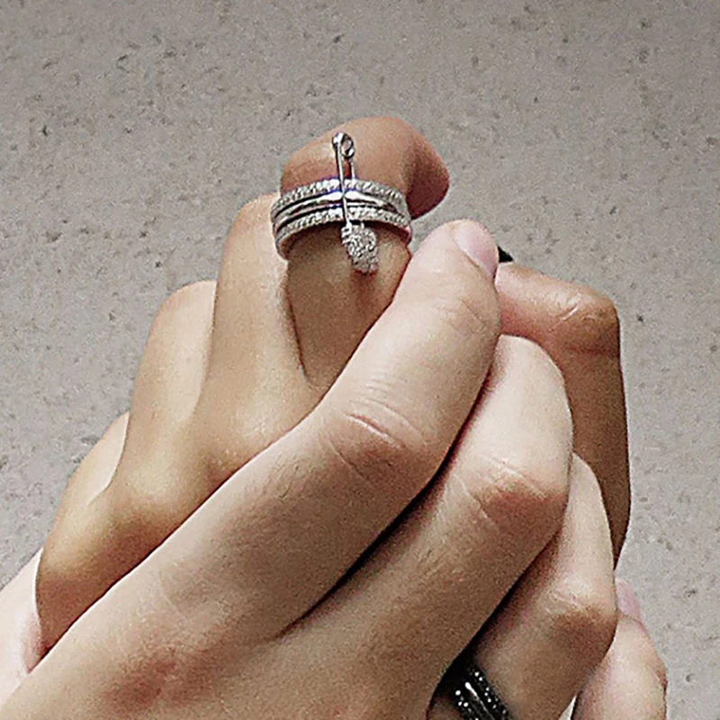 

925 Sterling Silver Classic Pin clip Simple Removable Washable Three Circle Index Finger Female Diamond 18K Gold Rings For Women