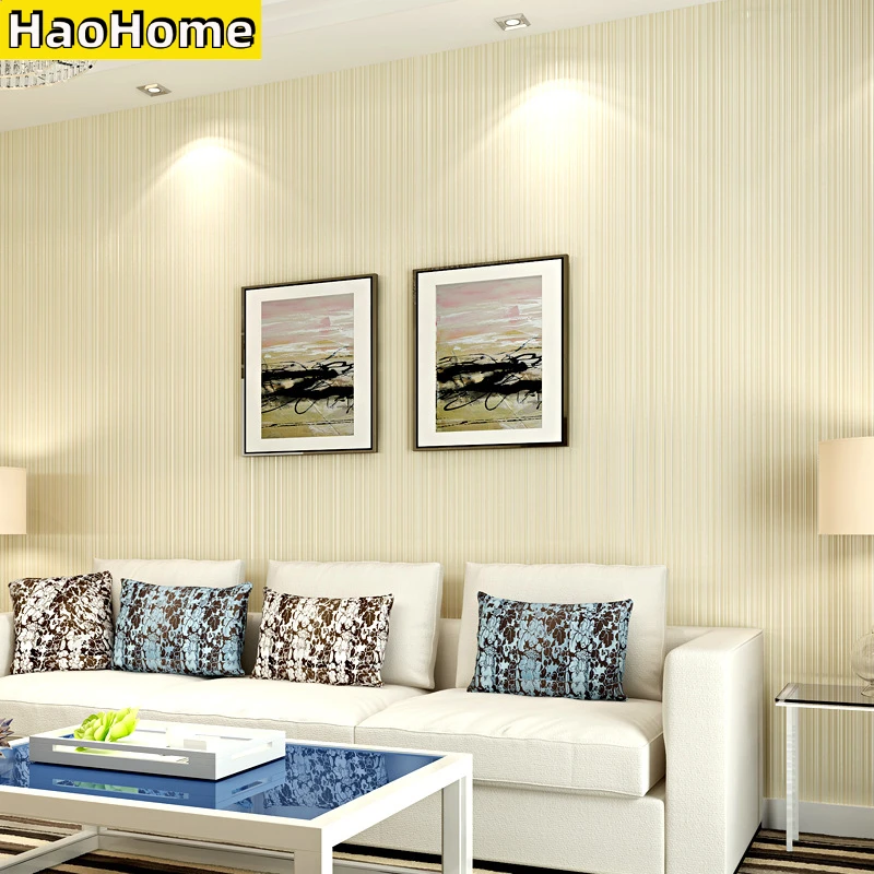 HaoHome Modern Simple Vertical Stripes Wallpaper Soild Color Non-woven Wallpaper For Bedroom Living Room Sofa TV Background