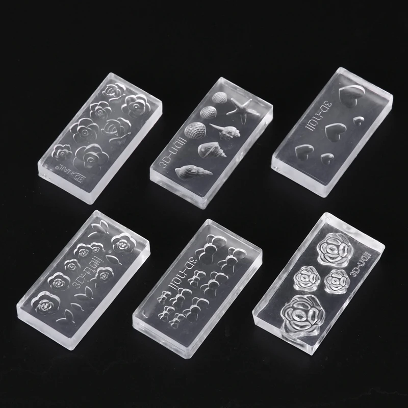 6Pcs 3D Mold For Nail Art Decorations Diy Design Silicone Templates Pattern Manicure Beauty Nails | Красота и здоровье
