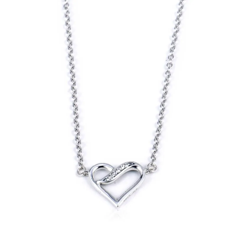 

Original 925 Pure Silver New Heart-shaped Logo Pan Necklace Suitable For Women Wedding Diy Jewelry