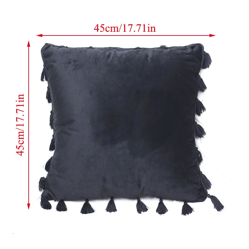 

45*45cm Soft Velvet Throws Pillowcases Decorative Cushions Covers Square With Tassel For Sofa Bed Car Home Wedding Throw Pillow