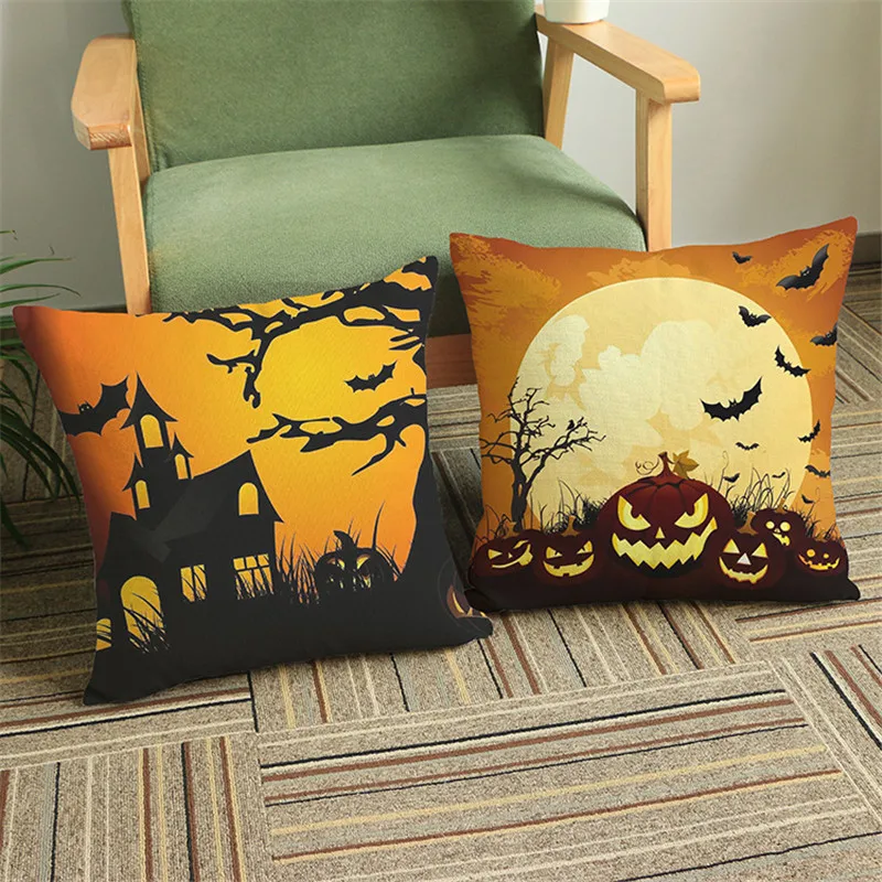 

Halloween Pumpkin Cotton and Linen Cushion Cover Nightmare Before Christmas Decor Throw Pillows Car Sofa Home Decor Pillow Case