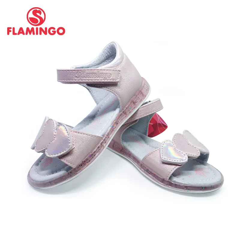 Летние детские туфли с липучкой и петлей FLAMINGO 2021 повседневные для принцесс