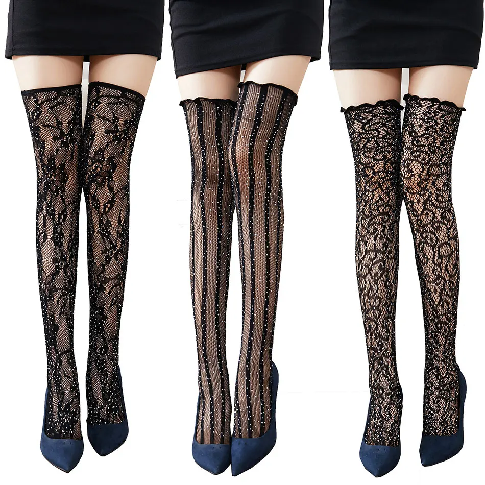 Модные сексуальные полые строительные сетчатые чулки женские летние блестящие