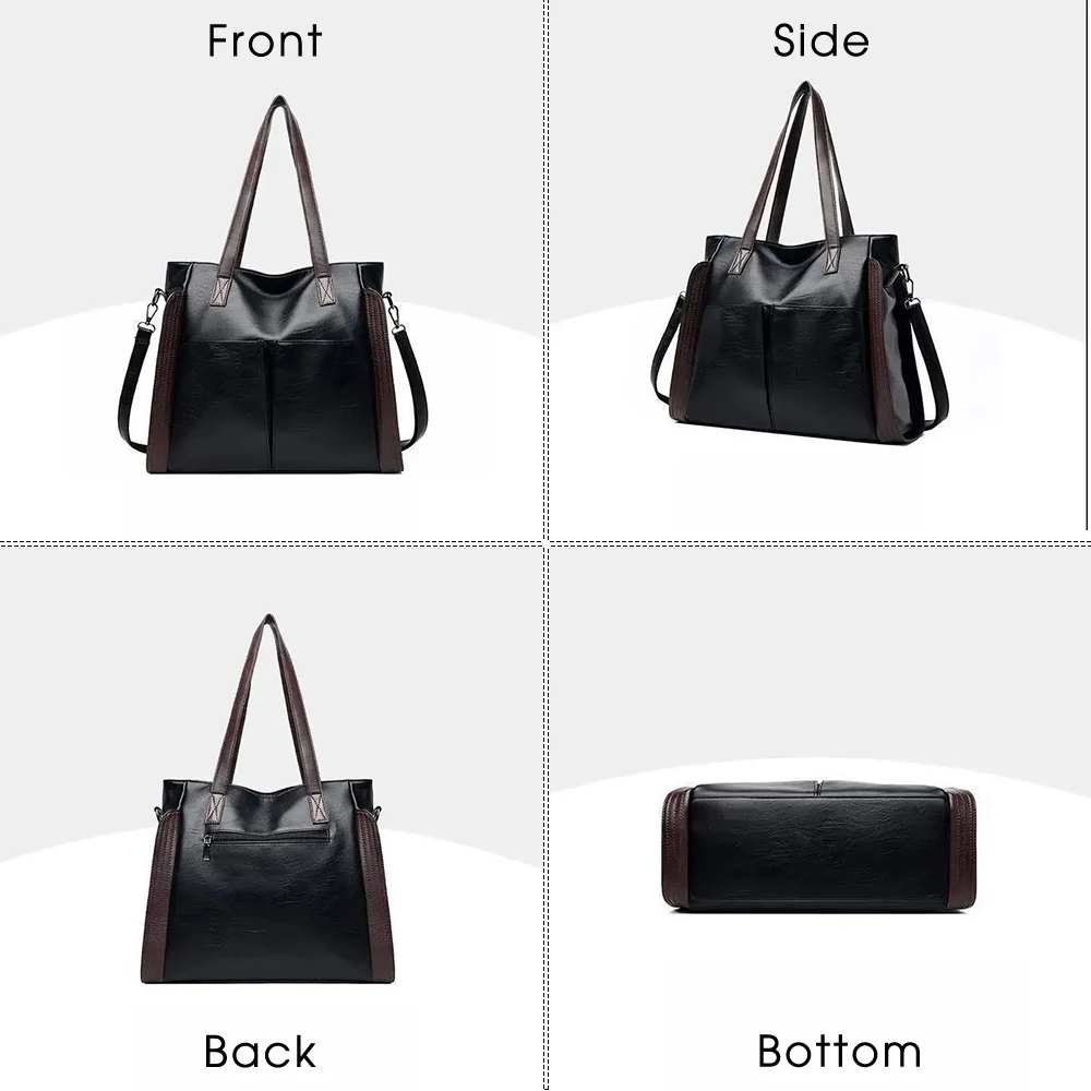 vintage high quality leather luxury handbags women bags designer shoulder crossbody bags for office lady work casual bags free global shipping