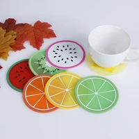 7pcsset cup mat pad coaster fruit shape silicone cup pad slip insulation pad cup mat pad hot drink holder