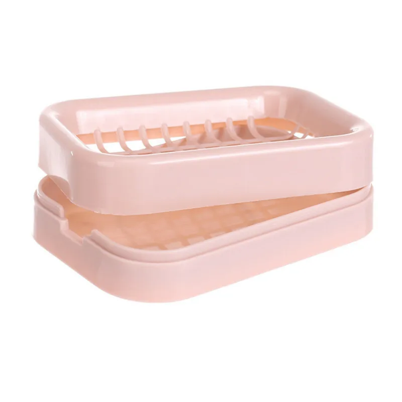 

1pc Double Layer Soap Box with Drain Hole Creative Plastic Portable Soap Dish Container Grid Soap Dish for Bathroom Items