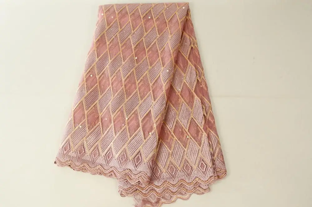 Latest African Beaded Patchwork Lace Fabric 2019 French Tulle Voile for Wedding Party Embroidered Nigerian Fabrics | Аксессуары для