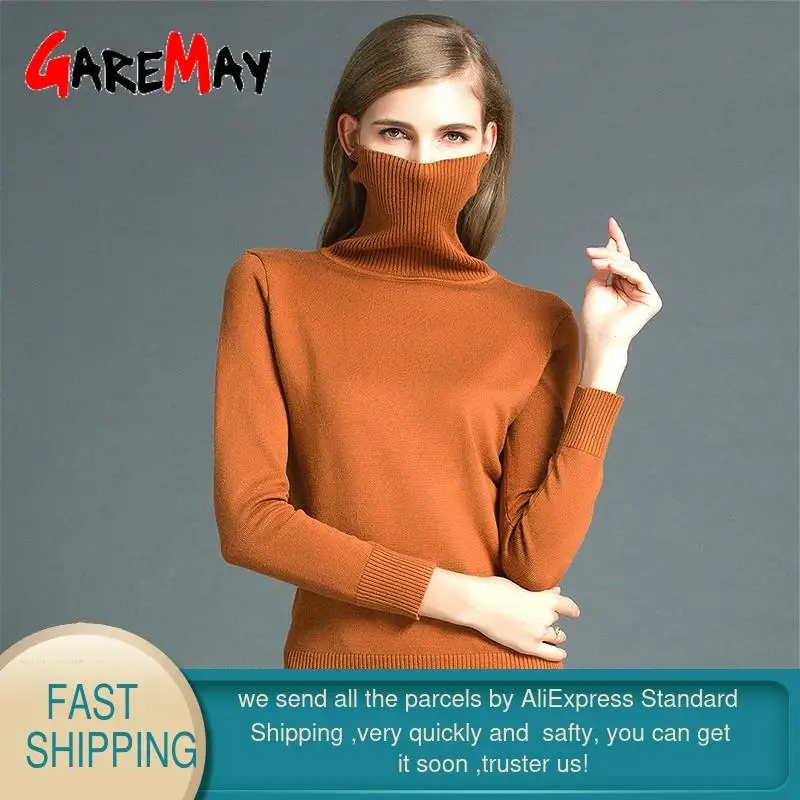 GareMay 2022 осень зима свитер Женский вязаный пуловер длинный рукав водолазка тонкий