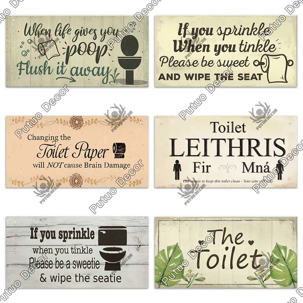 putuo decor toilet signs wooden hanging plaque decorative plaque for toilet door hanging sign wood in bar pub beach home decor free global shipping