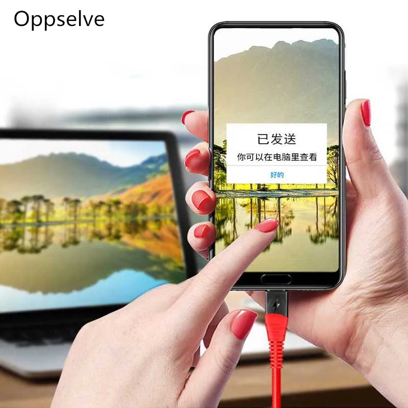 Кабель Oppselve Micro USB 1 м 2 3 нейлоновый кабель для быстрой зарядки и передачи данных