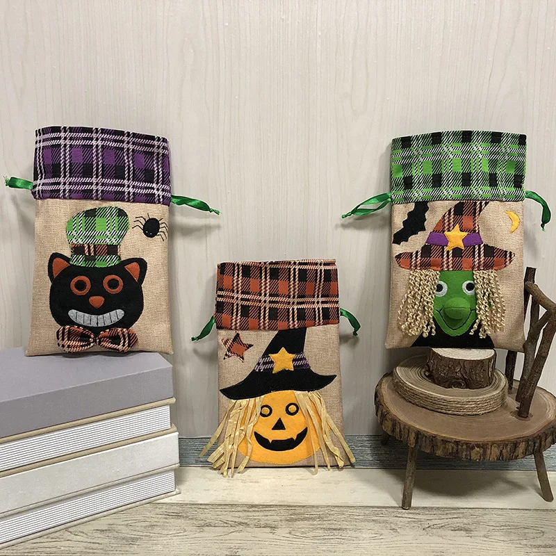 Сумки для подарков на Хэллоуин упаковка Ткань Ремесло фестиваль контейнер