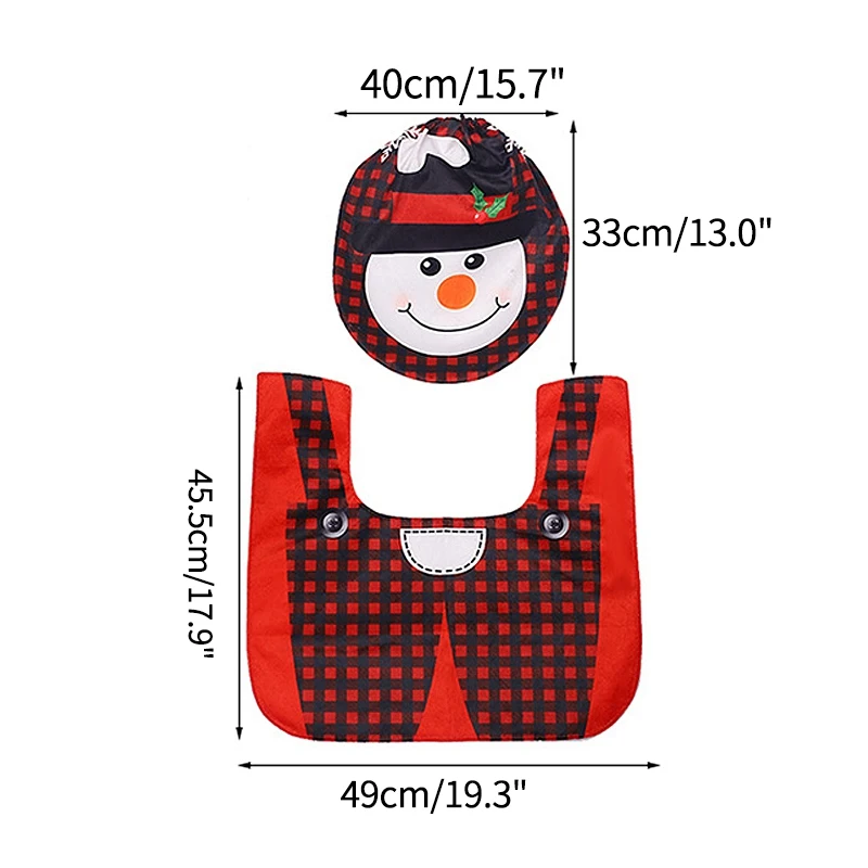 

Christmas Toilet Seat Cover Santa Claus Elk Snowman Shape Xmas Toilet Lid Cover Cartoons Bathroom Mat Festival New Year Decor