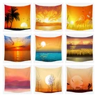 Настенный индийский гобелен с пейзажем заката, настенное художественное одеяло из полиэстера для гостиной, спальни, украшение, Прямая поставка