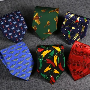 Новый мужской широкий галстук 10 см, танцевальный мультяшный музыкальный узор Птицы, Тканый Жаккардовый большой галстук, плетеный галстук, галстук
