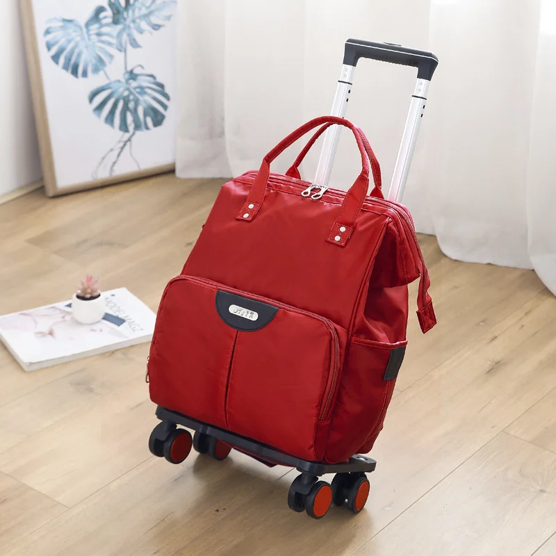 

19 Inch Big Weekender Bag For Women Girls Luxury DesignerTrolley Travel Backpack Bag Universal Wheeled Fordable Luggage Backpack
