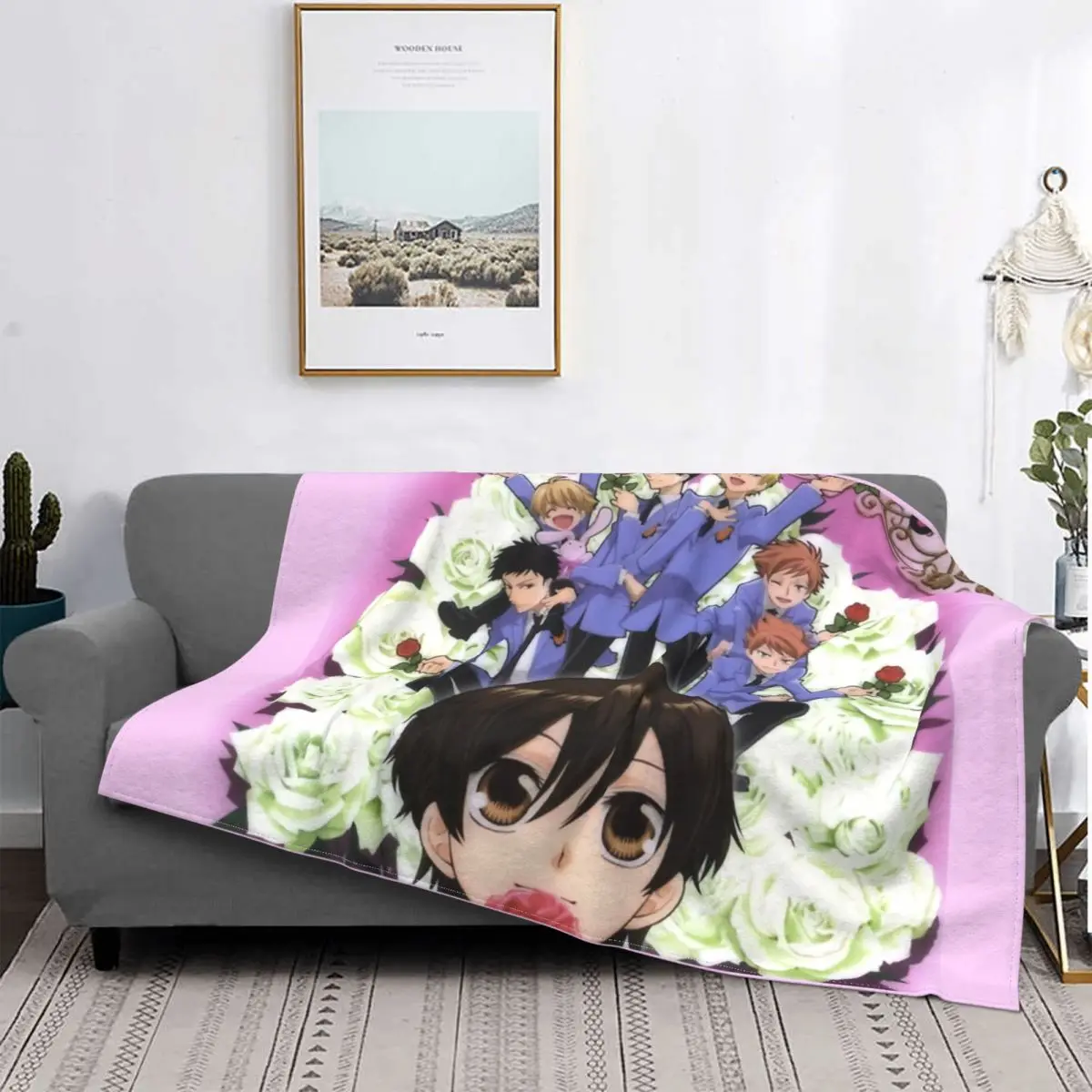 

Флисовое одеяло для учащихся старшей школы Ouran, классическое японское одеяло в стиле аниме для кровати, дивана s, Ouran, Koukou