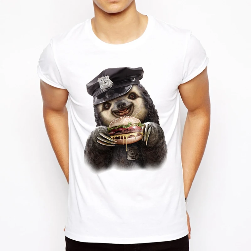Новый бренд модная футболка с принтом гамбургера и полицейского одежда 2018