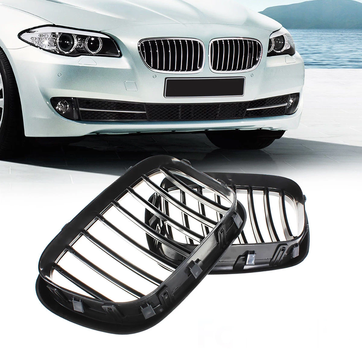 

2pcs Abs Black Front Center Replacement Grills Grilles For Bmw X5 E53 1999-2003