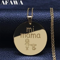 mi mama hija stainless steel chain necklaces for women gold color round necklaces jewelry joyeria acero inoxidable n913s01