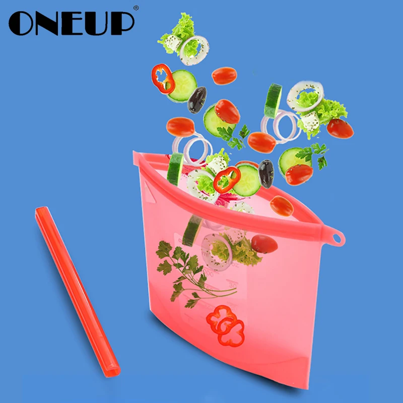ONEUP Ланч-бокс многоразовый силиконовый сохраняющий свежесть пакет герметичные