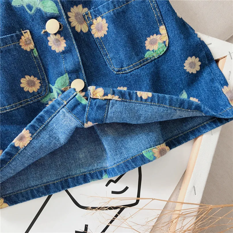 

Girls Clothing Set Summer 2021 Denim Kids Clothes Set Vest + Skirt 2 Pcs Children Clothing Girl Tracksuit Toddler Outfits 1-8y