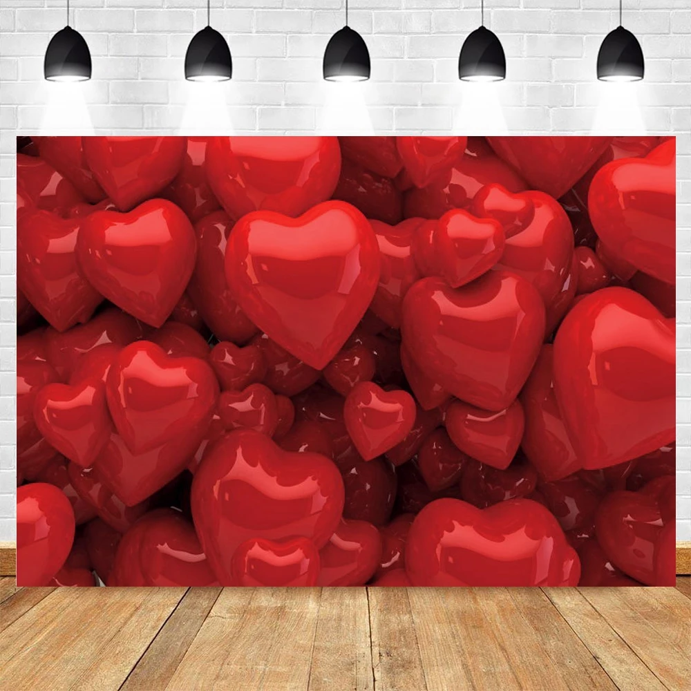 

Valentine's Day Red Love Heart Balloon Wedding Photography Backdrops Photographic Background Photophone Photozone Photocall Prop
