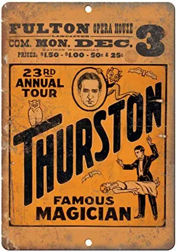 

Funny Vintage Metal Wall Tin Sign 12x8Inch,Thurston Magician Fulton Opera House,Sign Warning Plaque Art Decor for Garage Home Ga
