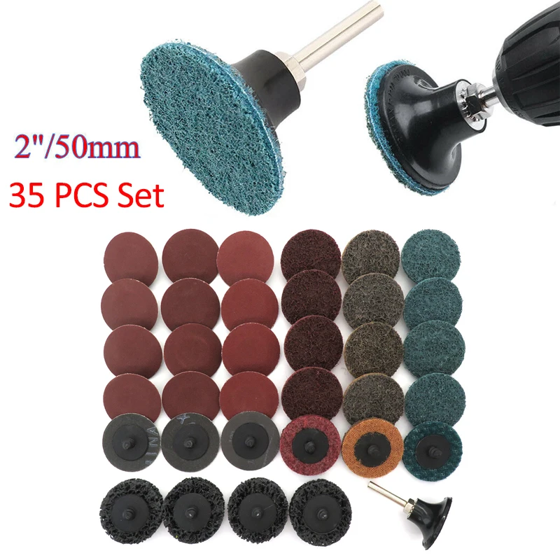 

35pcs Fine Medium Coarse Roll Lock Surface Sanding Discs For Sanding Polishing